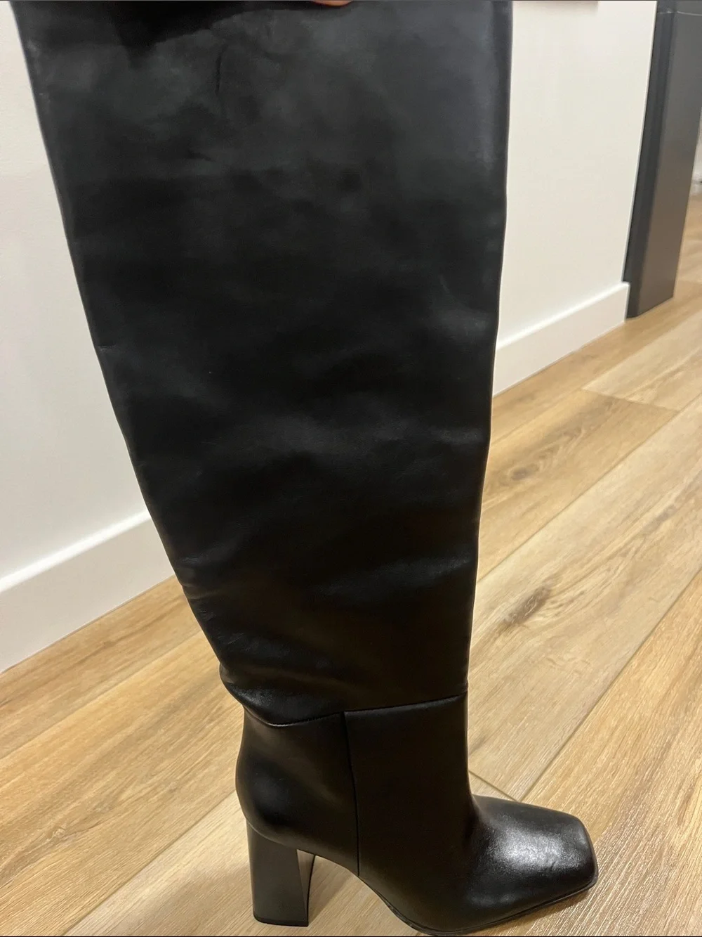 Zara Black Over-the-Knee Leather Boots